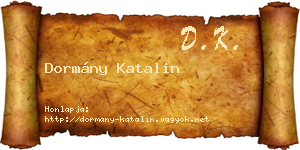 Dormány Katalin névjegykártya